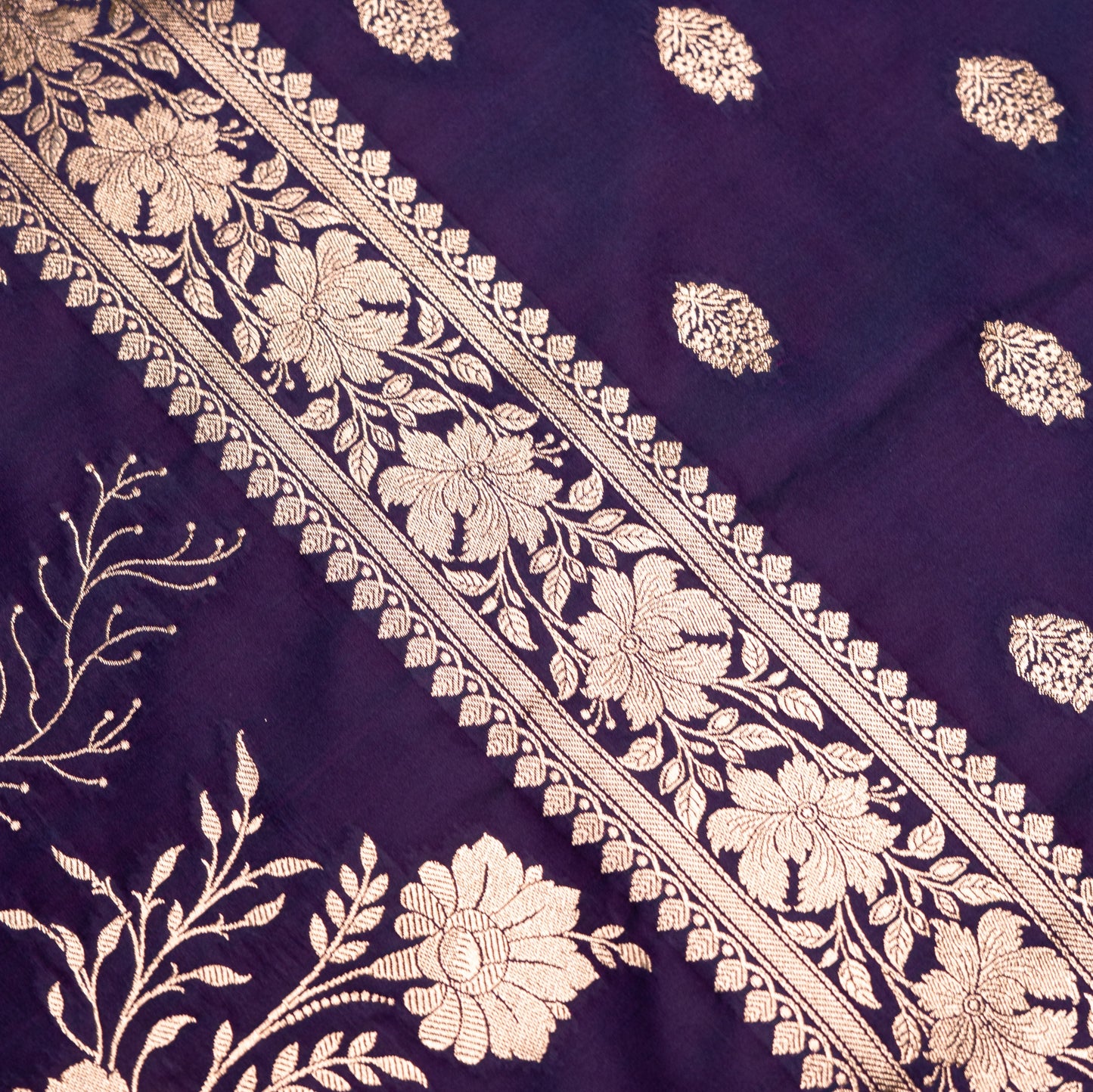 Purple Shalu Saree with Golden Zari
