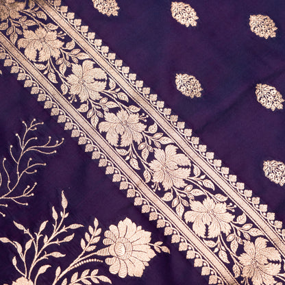Purple Shalu Saree with Golden Zari