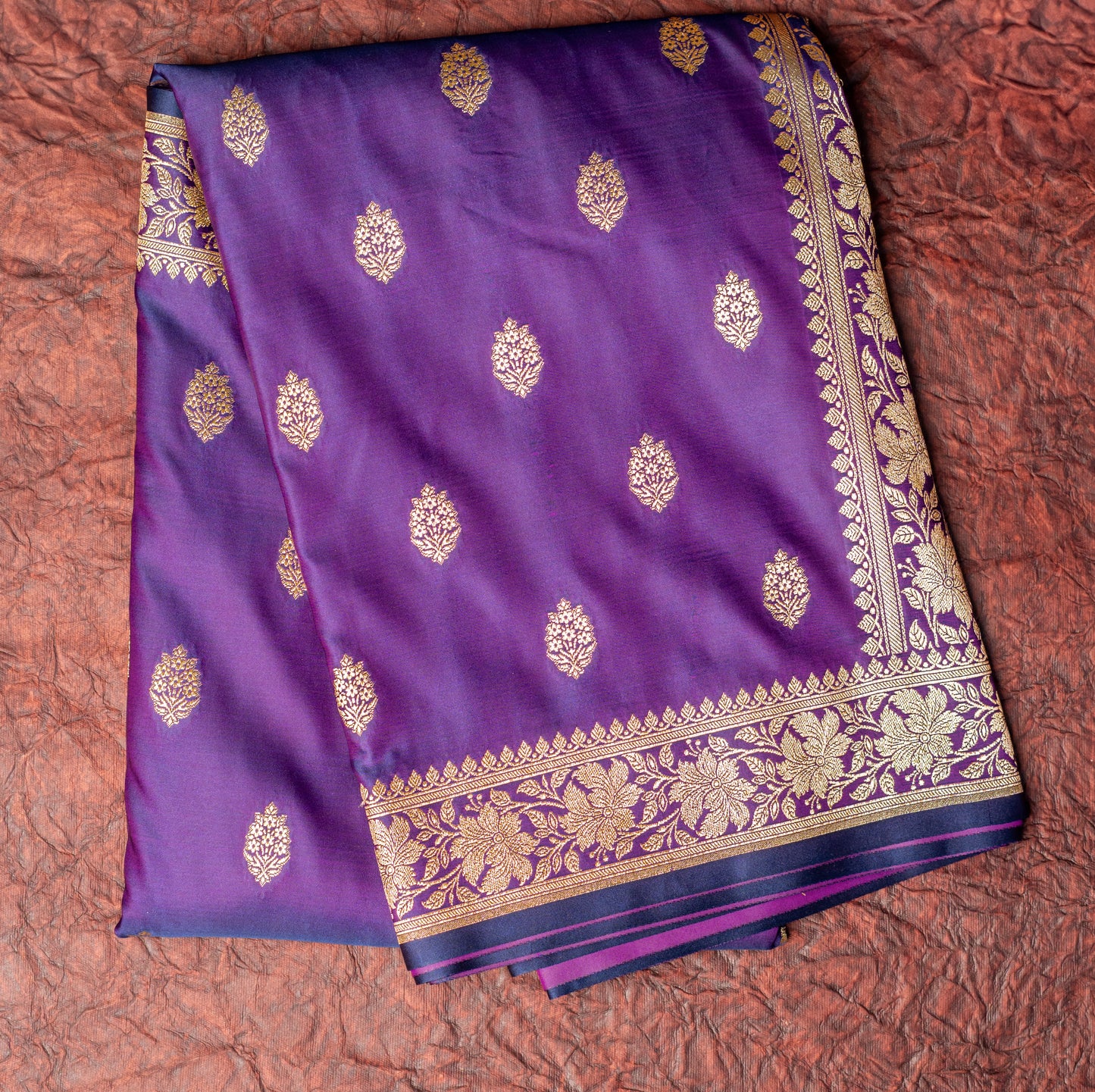 Purple Shalu Saree with Golden Zari