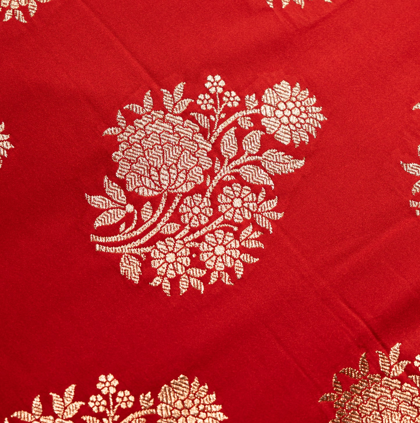 Red Shalu Saree with Golden Zari