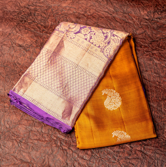 Pure Kanchipuram Saree in Dark Mustard