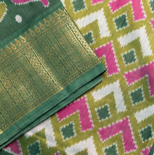 Green Patola with Zari border