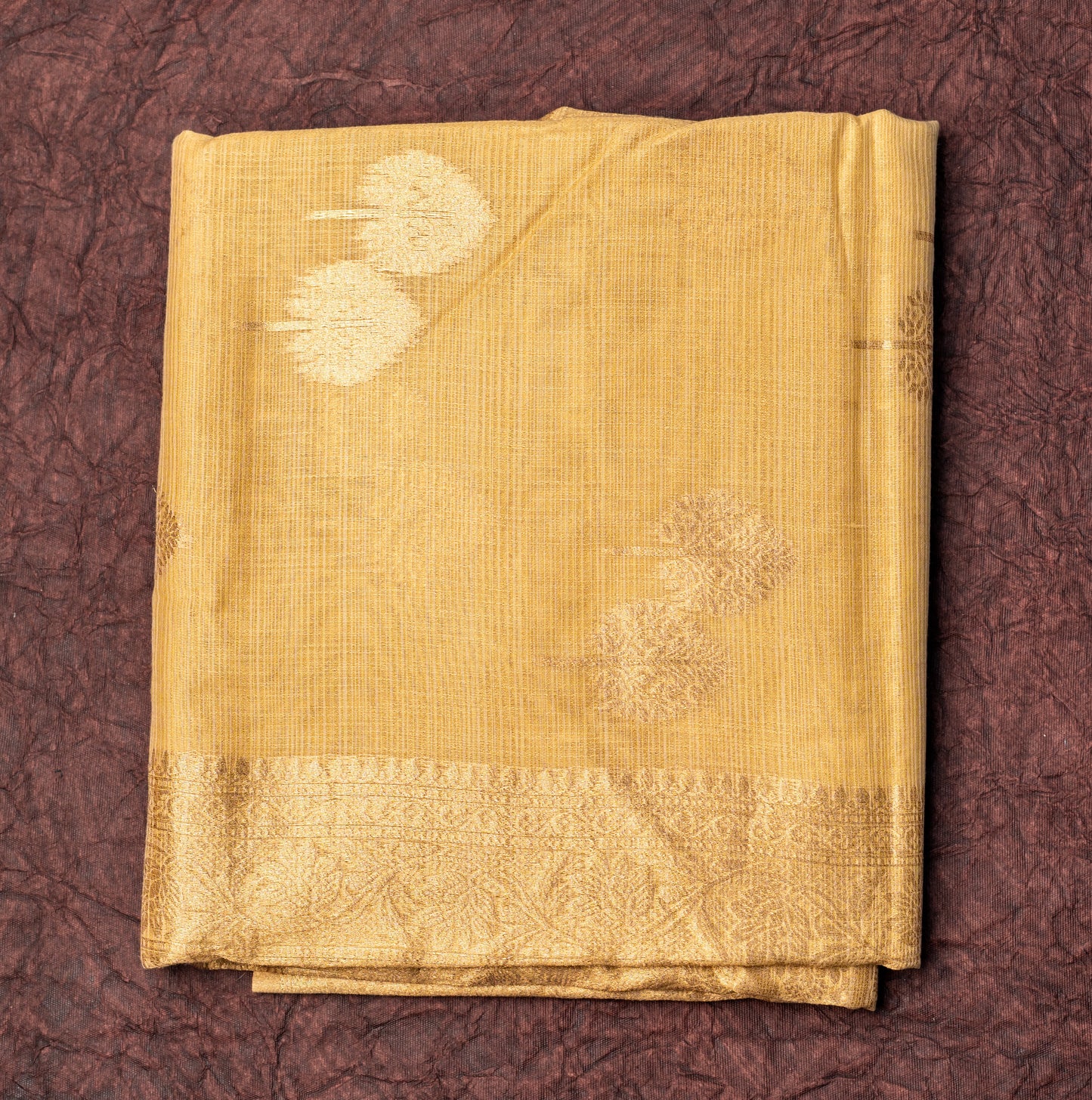 Fancy Golden Color Cotton Saree