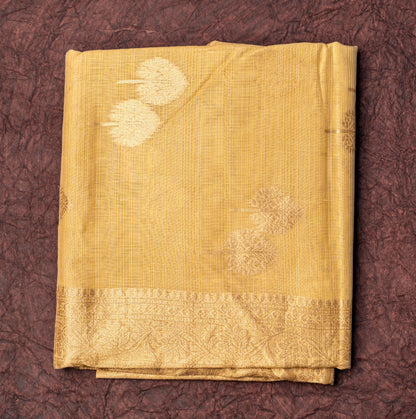 Fancy Golden Color Cotton Saree