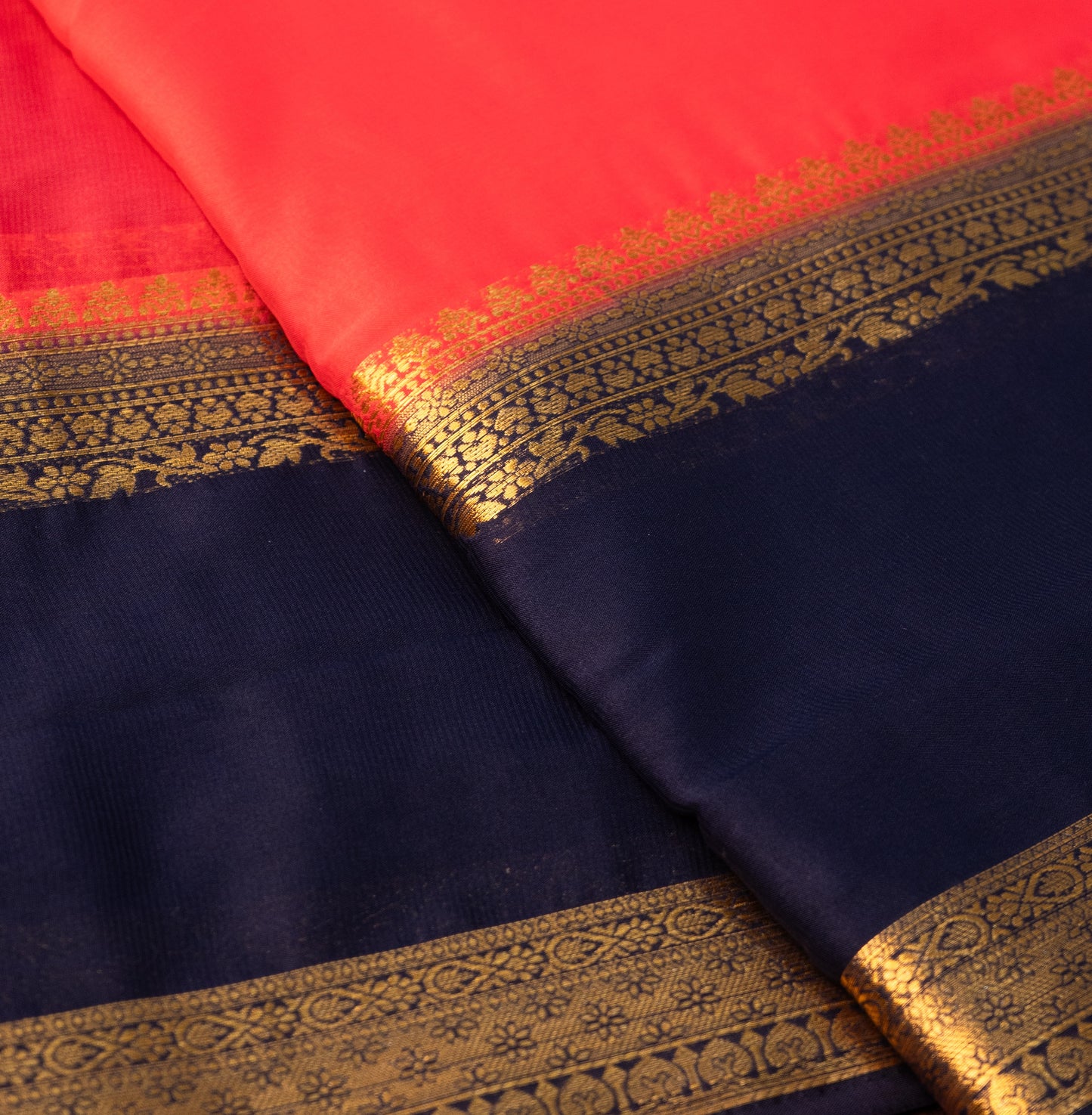 Red Chiffon Saree with medium Border