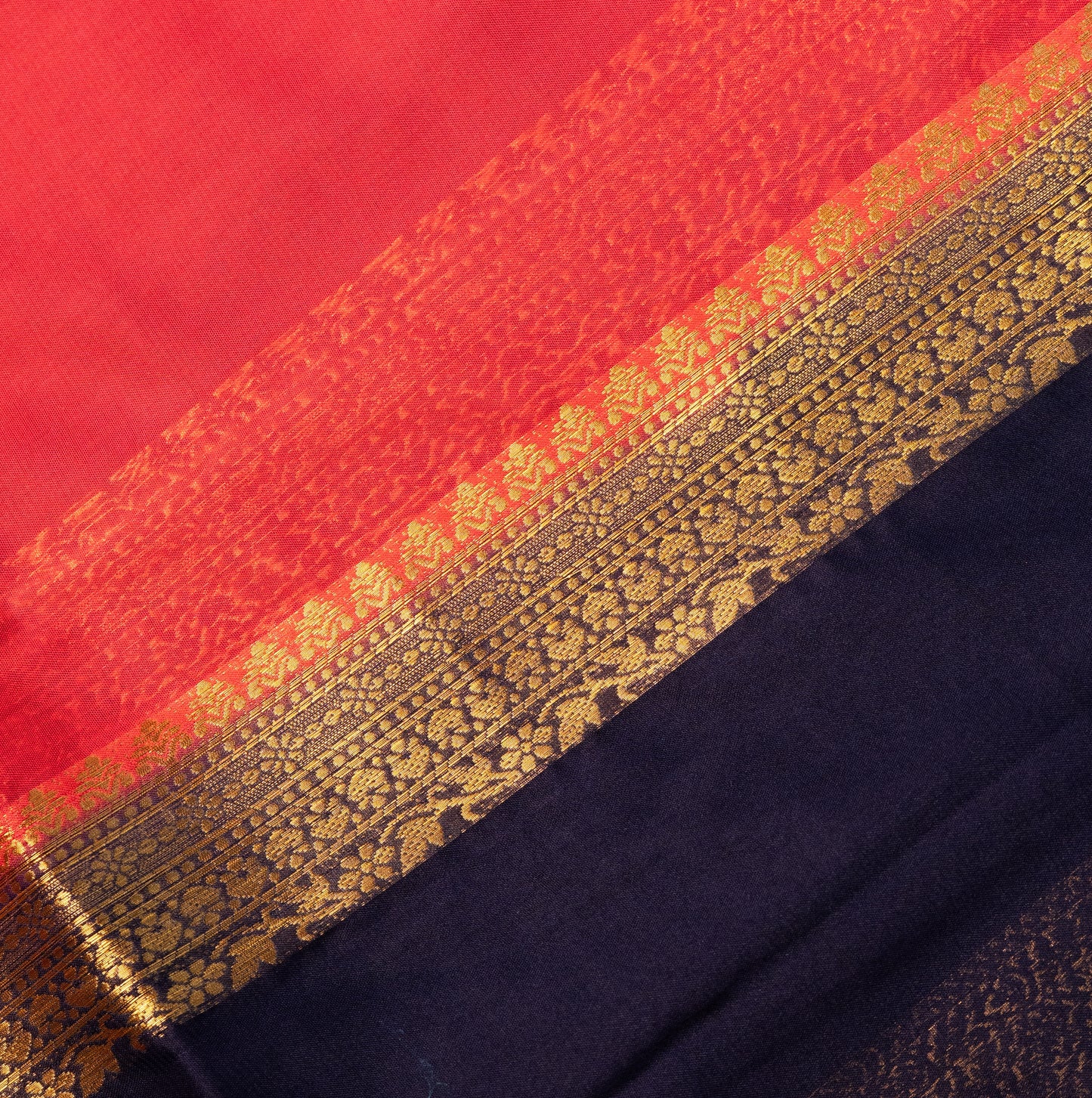 Red Chiffon Saree with medium Border