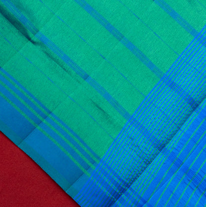 Green Saree in Raw Silk with Lining pallu and Resham butta