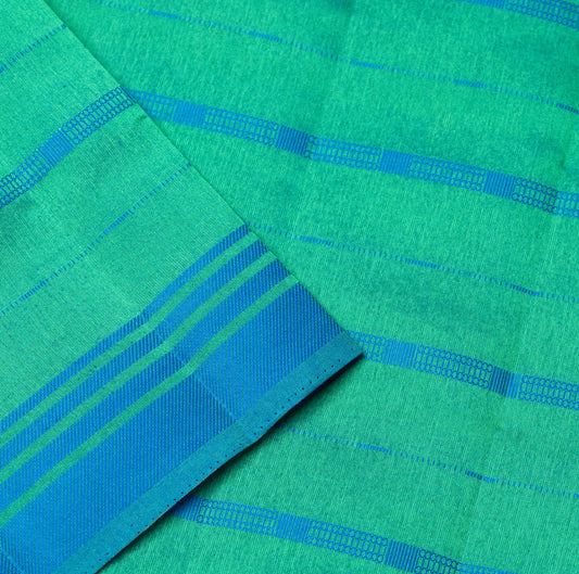 Green Saree in Raw Silk with Lining pallu and Resham butta