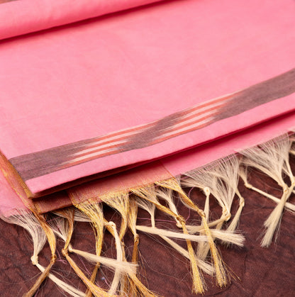Cotton Patola Saree in Baby pink with Tissue border