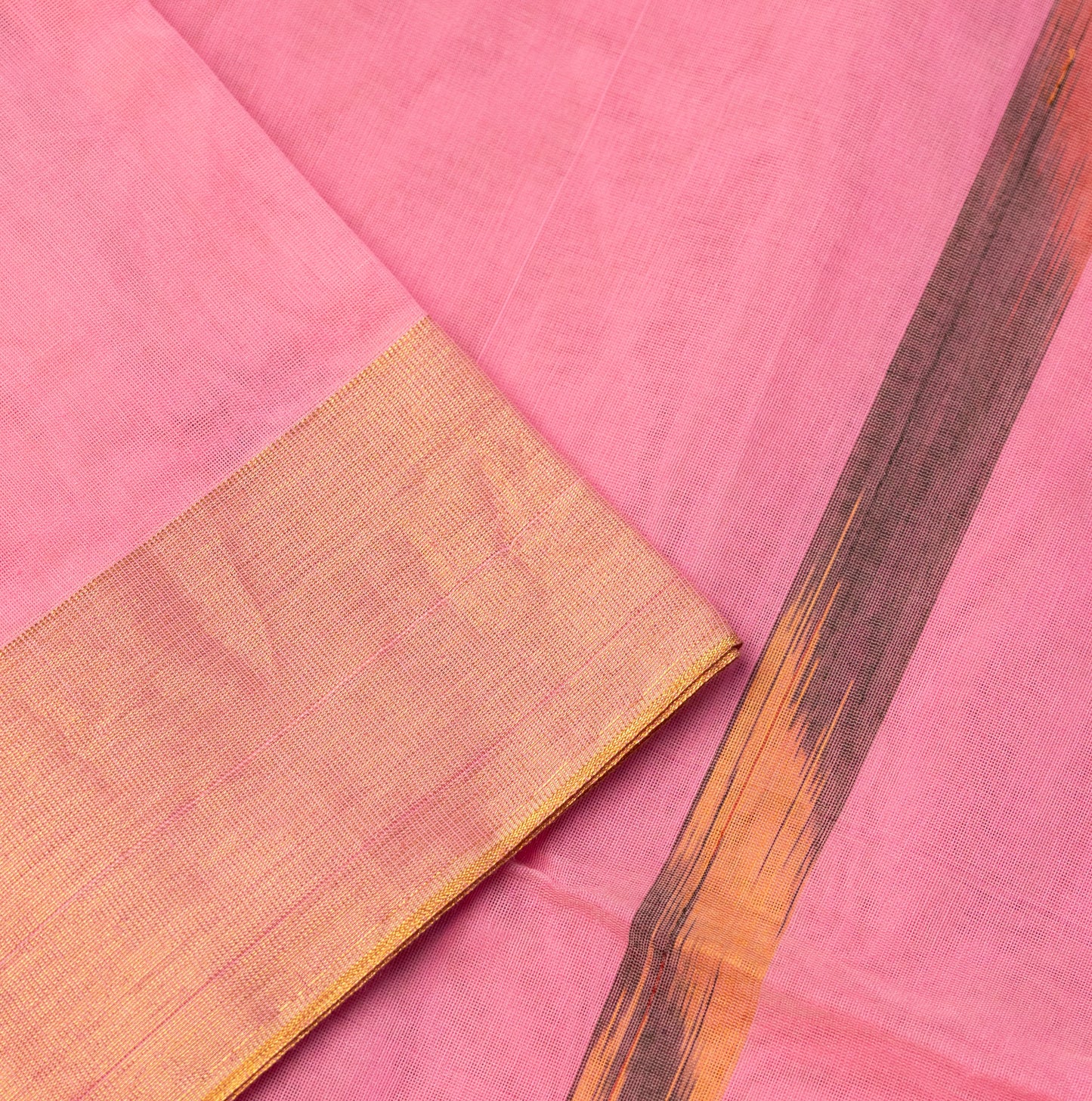 Cotton Patola Saree in Baby pink with Tissue border