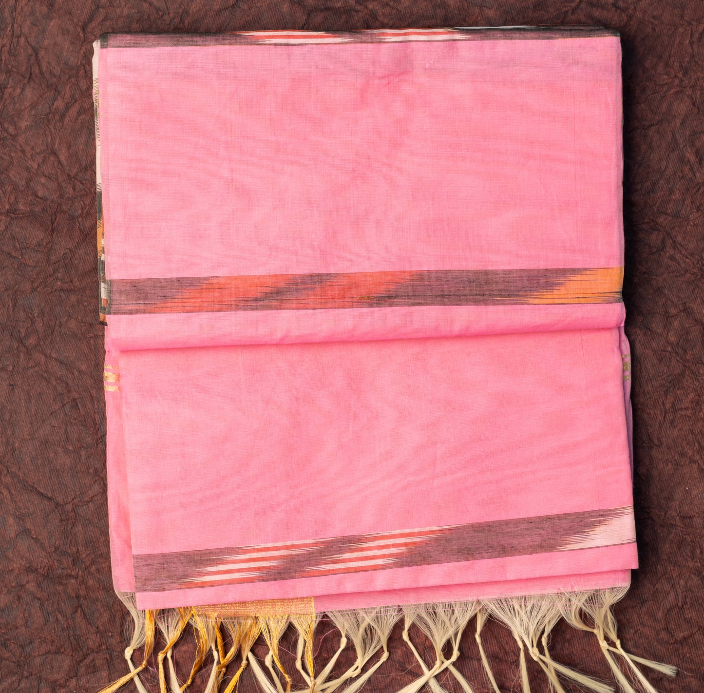 Cotton Patola Saree in Baby pink with Tissue border