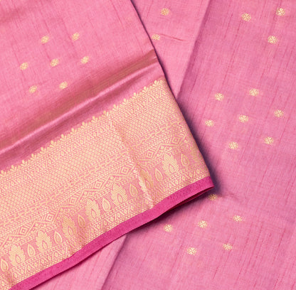 Tussar light lavender Saree with Zari butta and Lining pallu