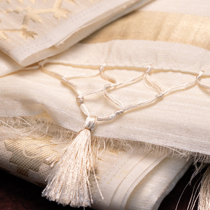 Cotton Moti Saree with Plain Lining Pallu and Zari Border
