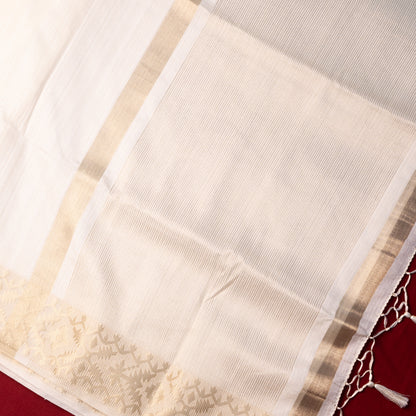 Cotton Moti Saree with Plain Lining Pallu and Zari Border