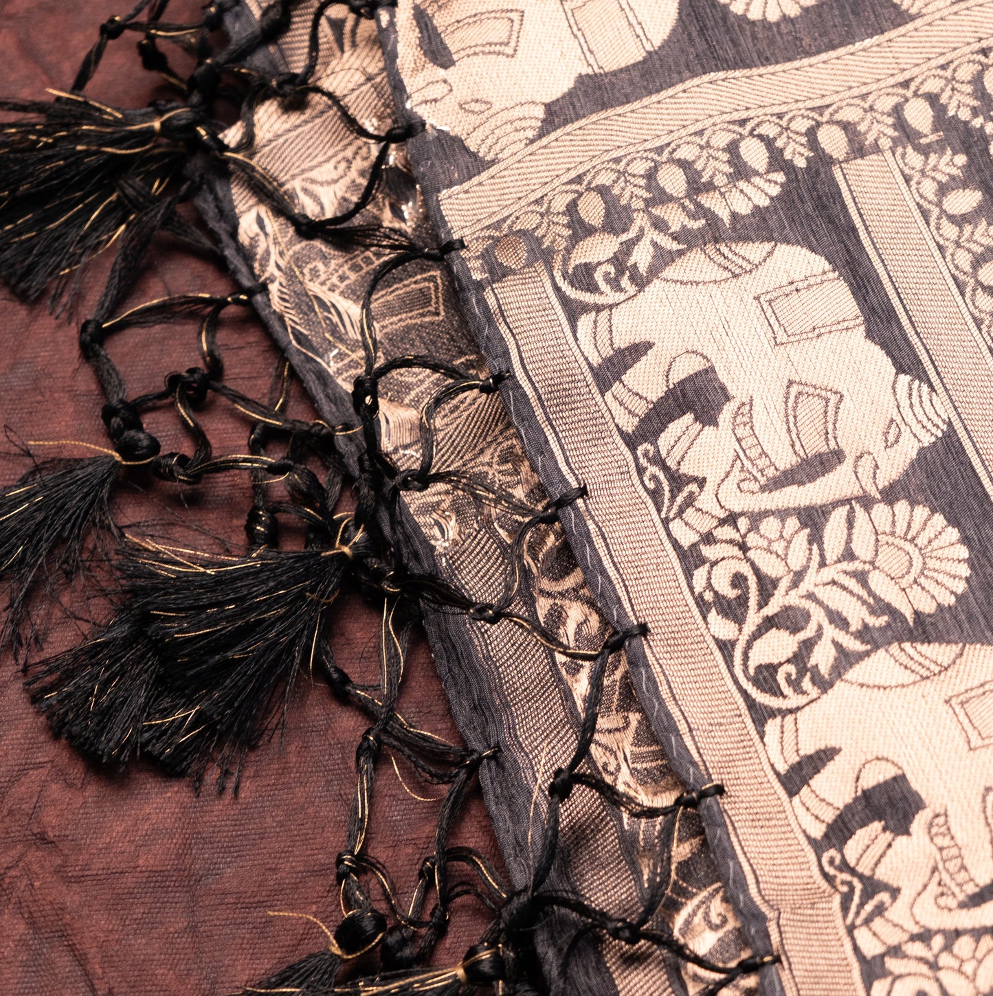 Soft Tussar Steel Grey Saree with Fancy Koyri Butta