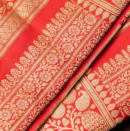 Pure Banarasi Red Saree in Jaal Design