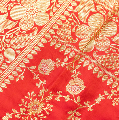 Pure Banarasi Red Saree in Jaal Design