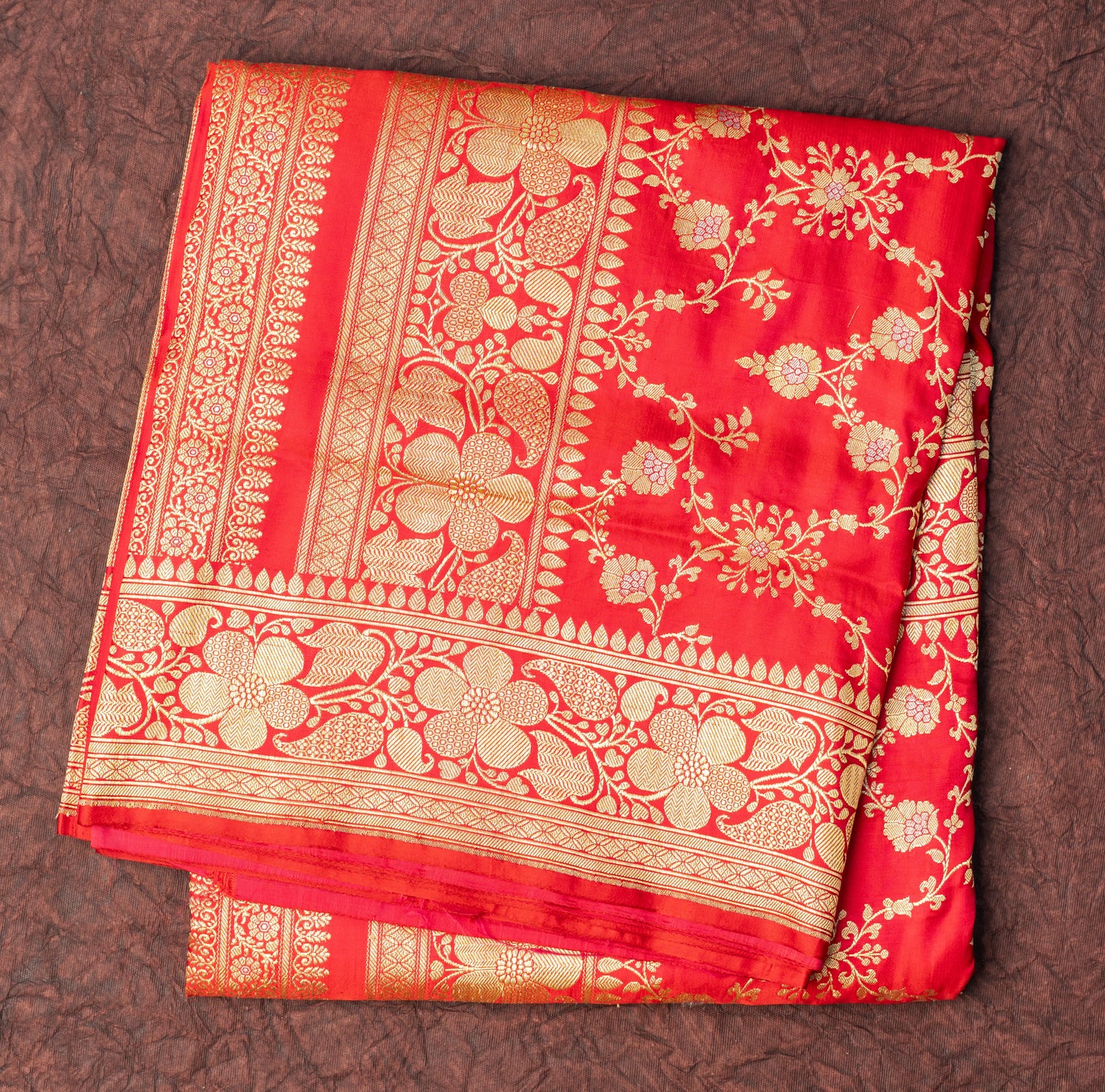Pure Banarasi Red Saree in Jaal Design