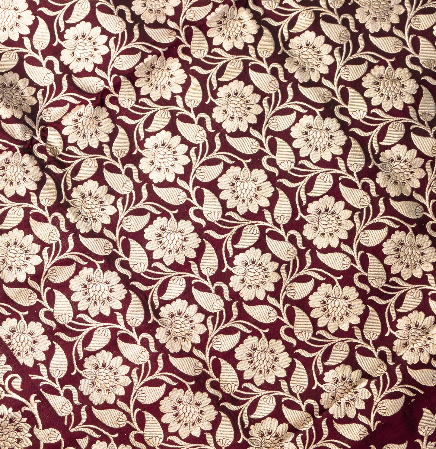 Wine Banarasi Shalu Saree with Silver Zari Dhaal butta