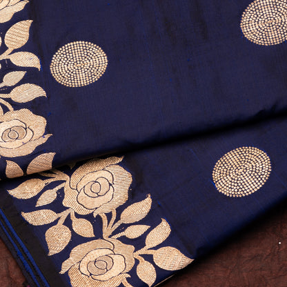 Royal Blue Banarasi Shalu Saree with Silver Border