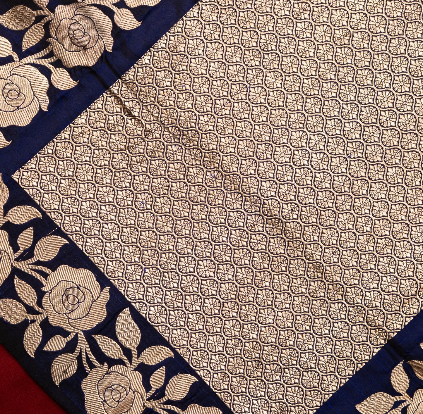 Royal Blue Banarasi Shalu Saree with Silver Border