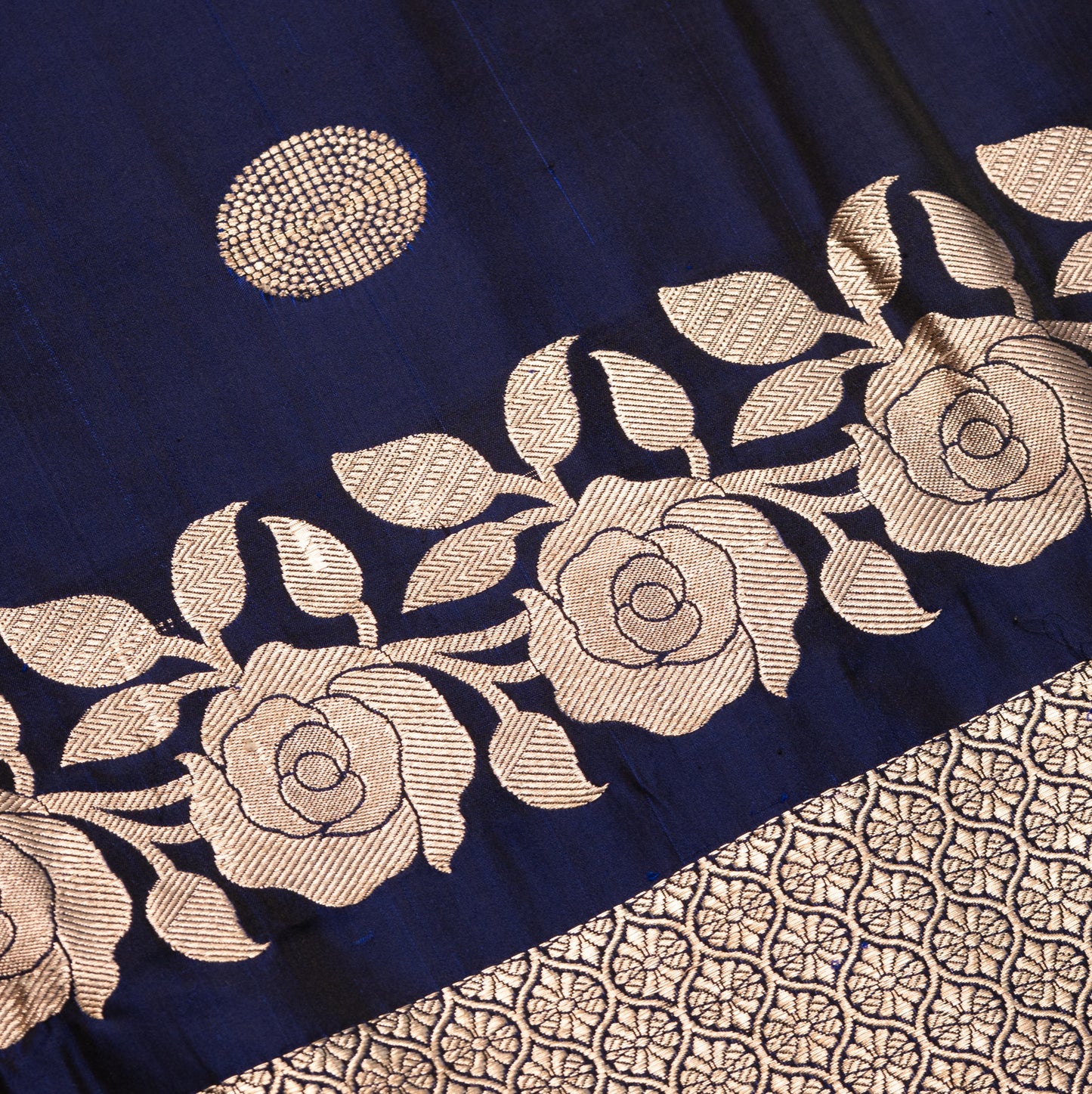 Royal Blue Banarasi Shalu Saree with Silver Border