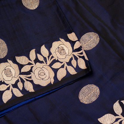 Royal Blue Banarasi Shalu Saree with Silver Border