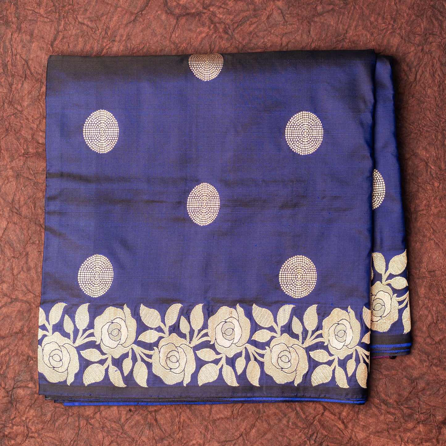 Royal Blue Banarasi Shalu Saree with Silver Border
