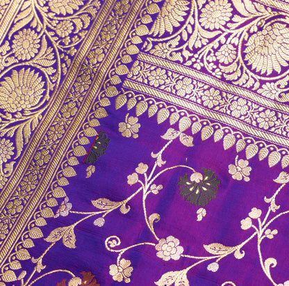 Cross Jamun Banarasi Shalu Saree with Golden Zari