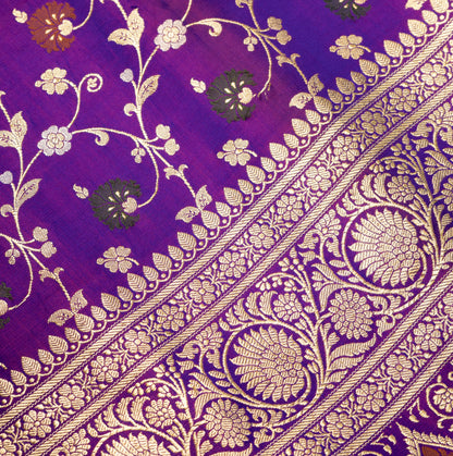 Cross Jamun Banarasi Shalu Saree with Golden Zari