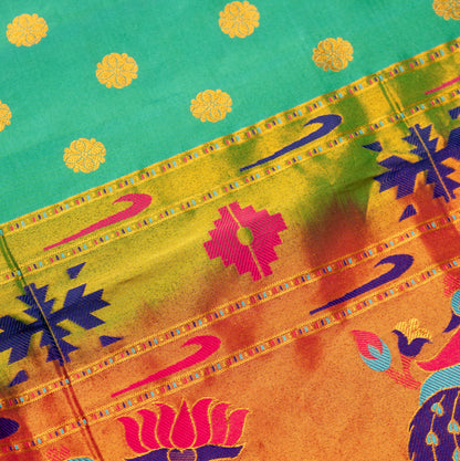 Peacock Paithani with Orange tissue border