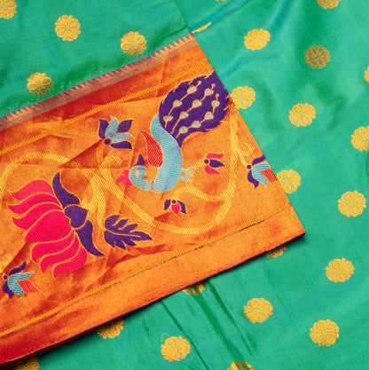 Peacock Paithani with Orange tissue border
