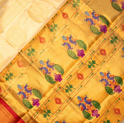 Golden Moti Handloom Tissue Paithani Saree