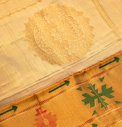 Golden Moti Handloom Tissue Paithani Saree