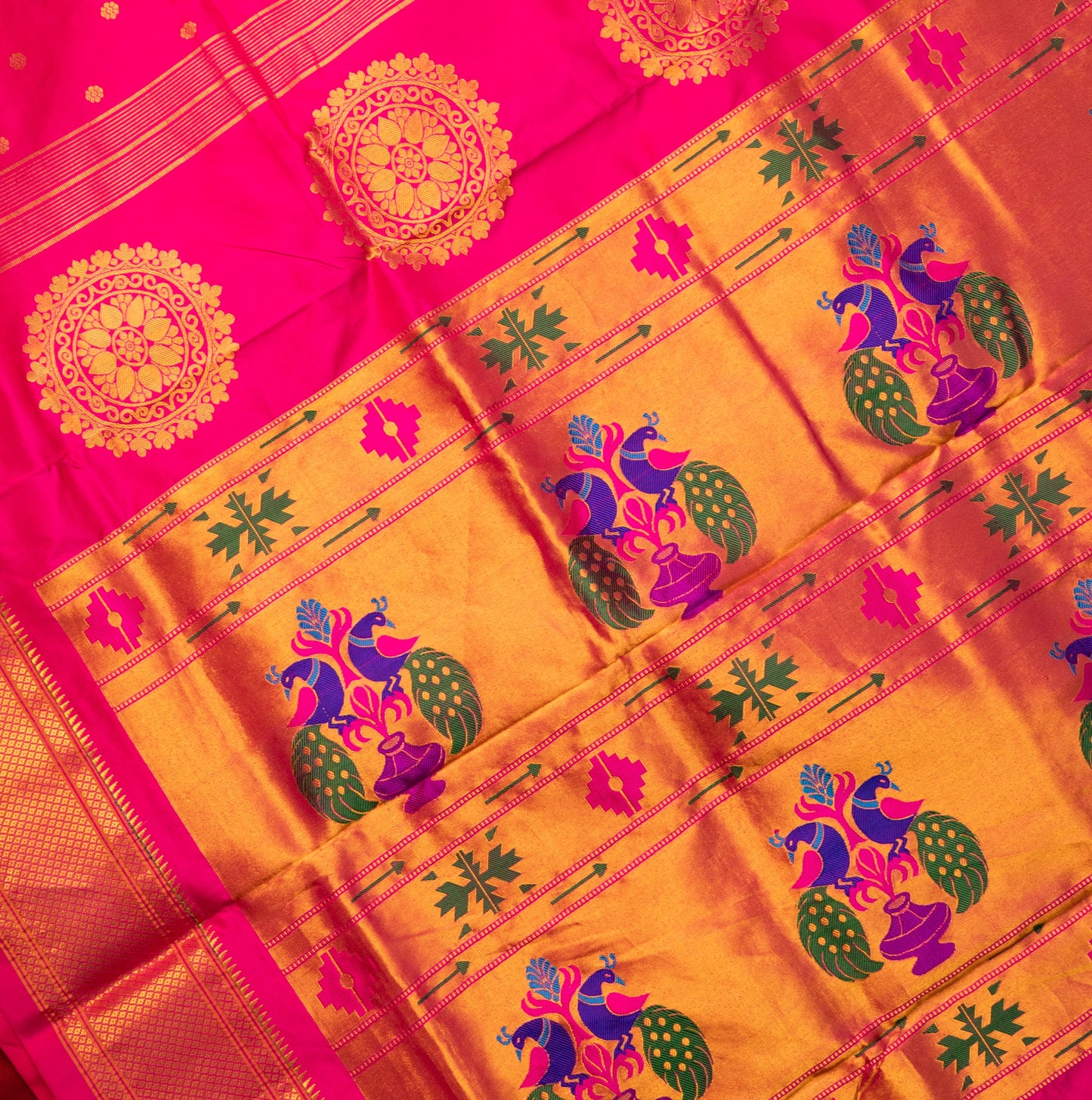 Rani Pink Paithani Saree with Chunari Butta