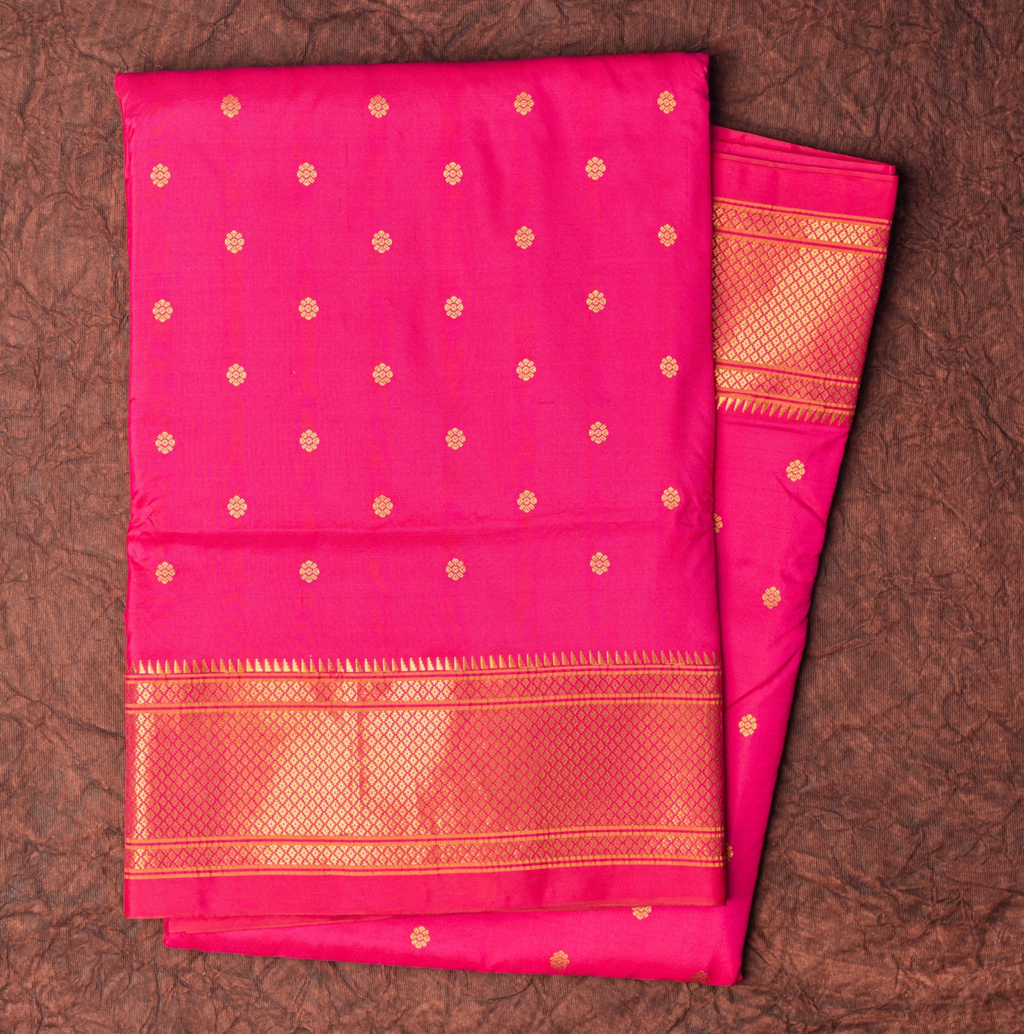 Rani Pink Paithani Saree with Chunari Butta