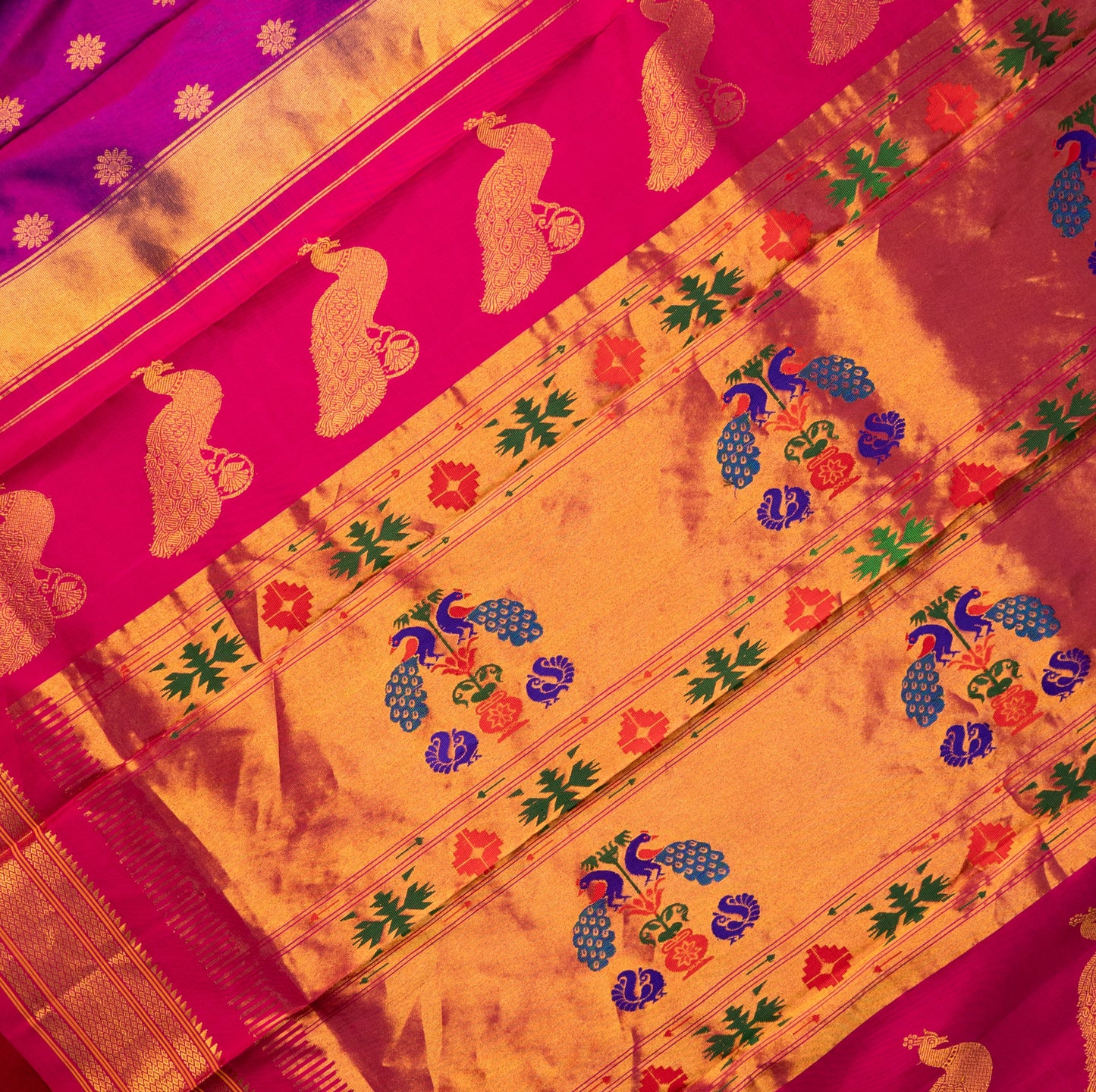 Magenta Pink Paithani Saree with Karna Phool Butta