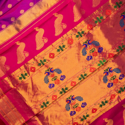 Magenta Pink Paithani Saree with Karna Phool Butta