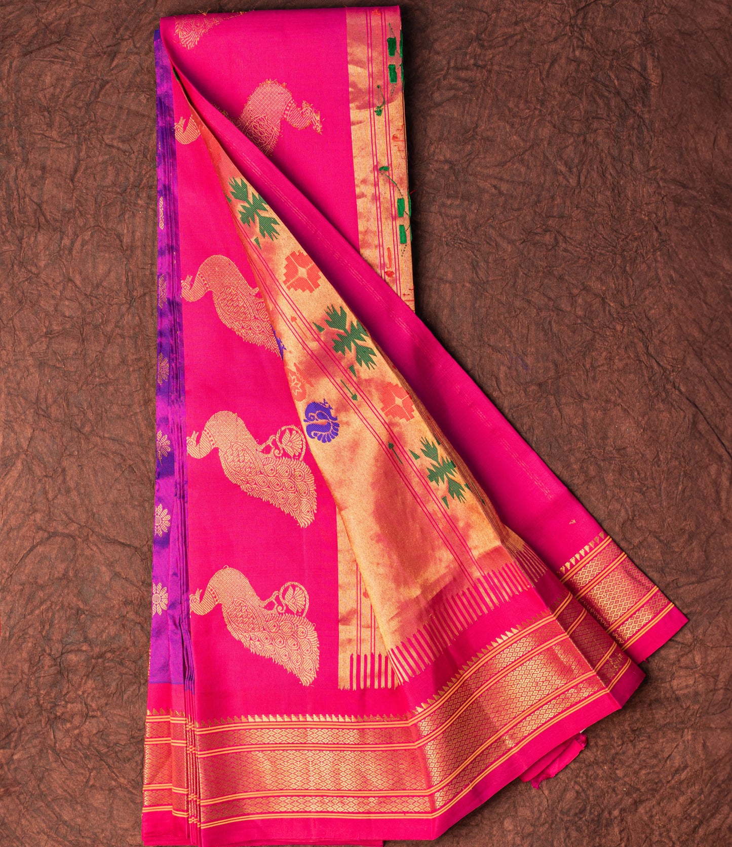 Magenta Pink Paithani Saree with Karna Phool Butta