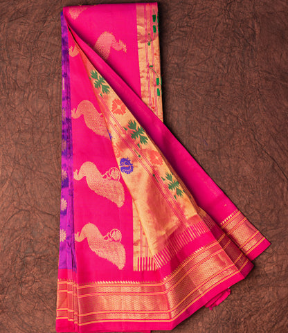 Magenta Pink Paithani Saree with Karna Phool Butta