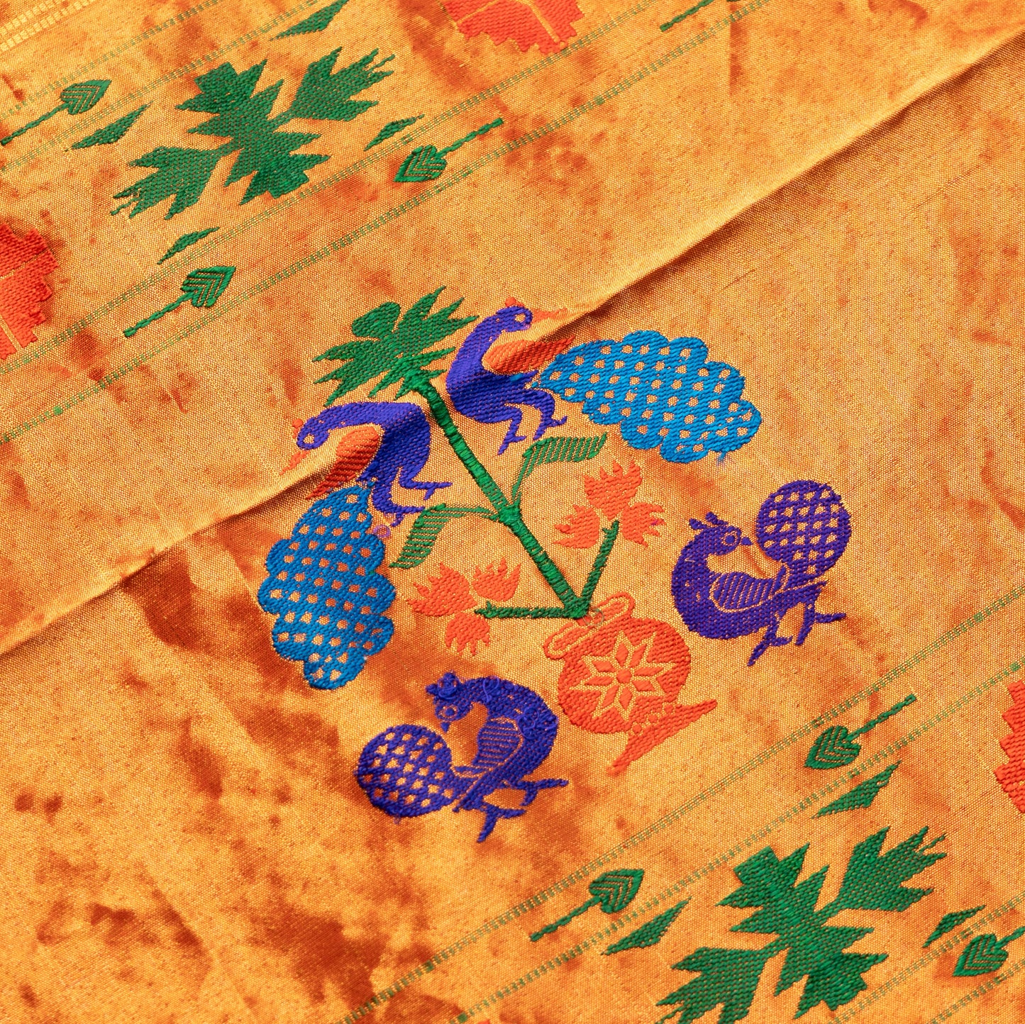 Royal Blue Paithani Saree with Pista contrast