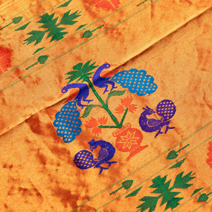 Royal Blue Paithani Saree with Pista contrast