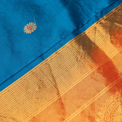Royal Blue Paithani Saree with Pista contrast