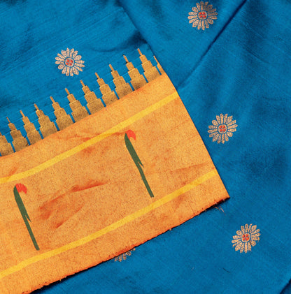 Royal Blue Paithani Saree with Pista contrast