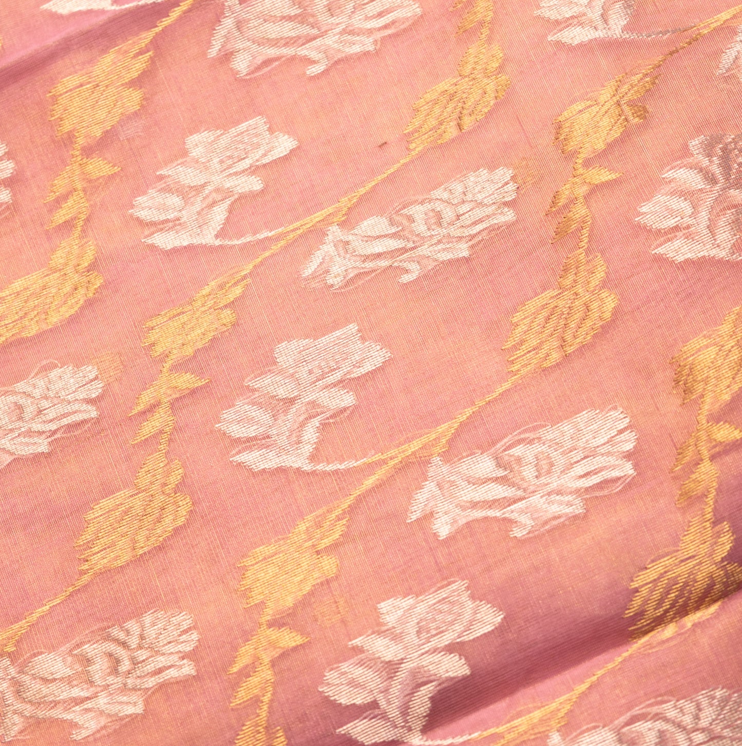 Chanderi Katan Silk Baby Pink Saree with Large Maharani Border