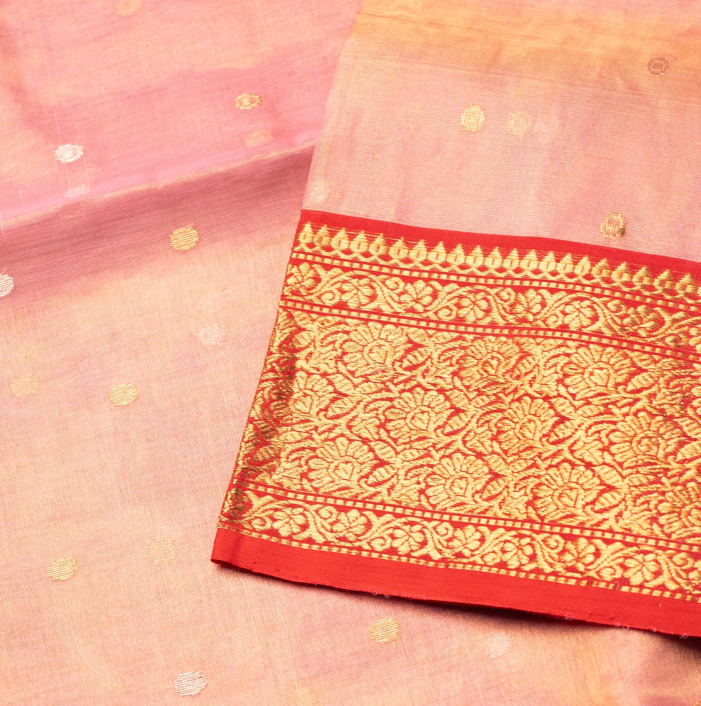 Chanderi Katan Silk Baby Pink Saree with Large Maharani Border