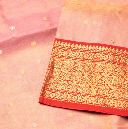 Chanderi Katan Silk Baby Pink Saree with Large Maharani Border