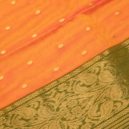 Chanderi Katan Silk in Cross Mango with Traditional Border