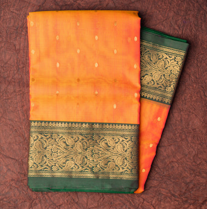 Chanderi Katan Silk in Cross Mango with Traditional Border
