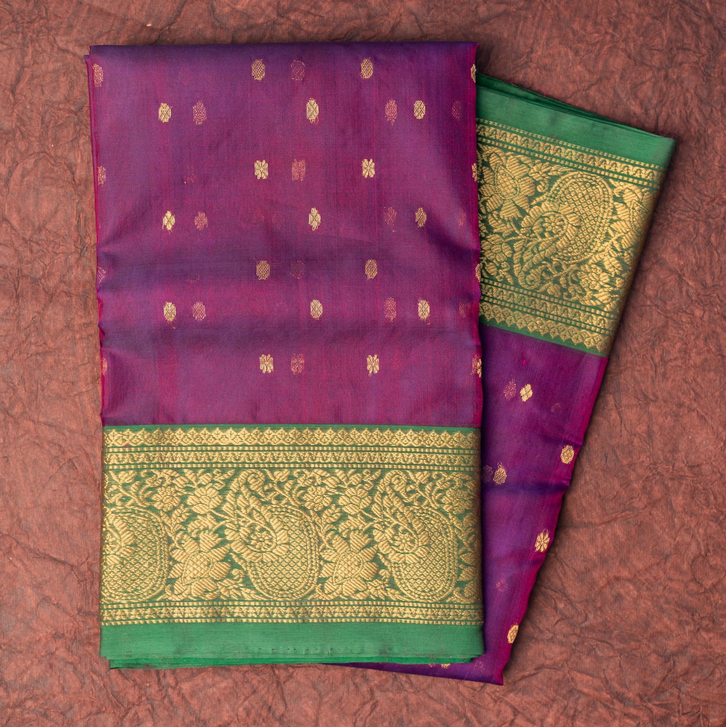 Chanderi Katan Silk Saree in Voilet